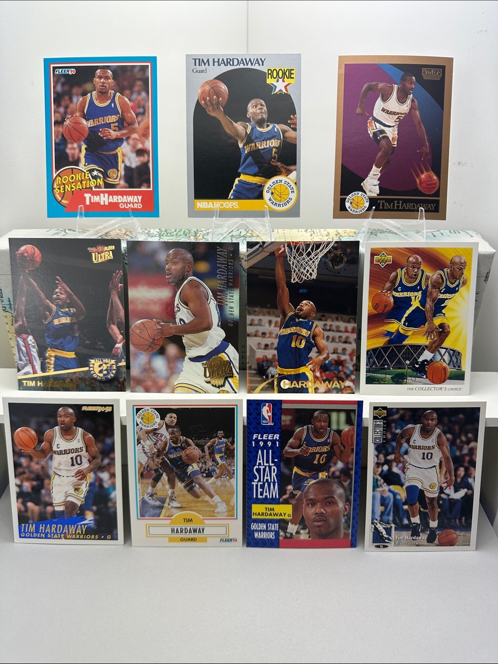 3 Tim Hardaway Rookies in Warriors vintage Lot of 11